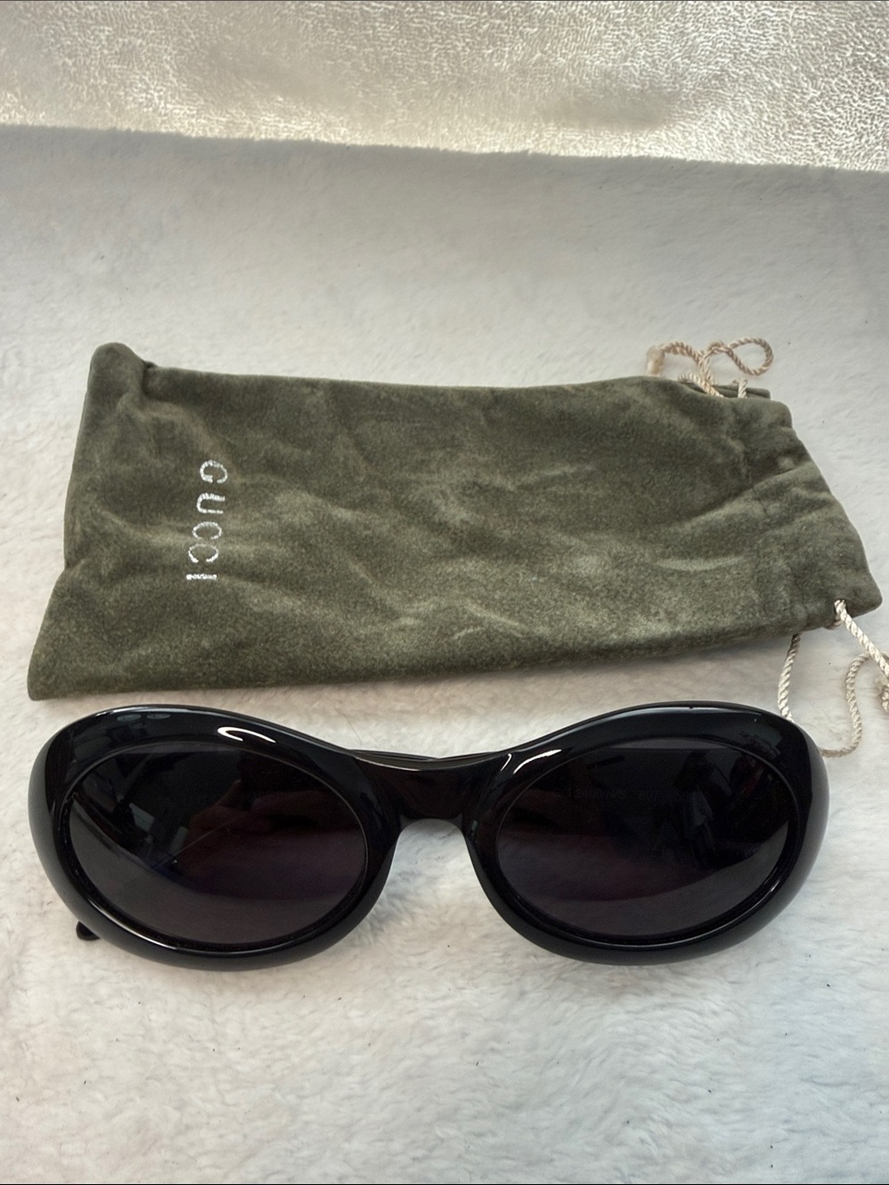 Gucci GG2400/N/S 807 Womens Black Oval Gray 56-22 140 Made in Italy